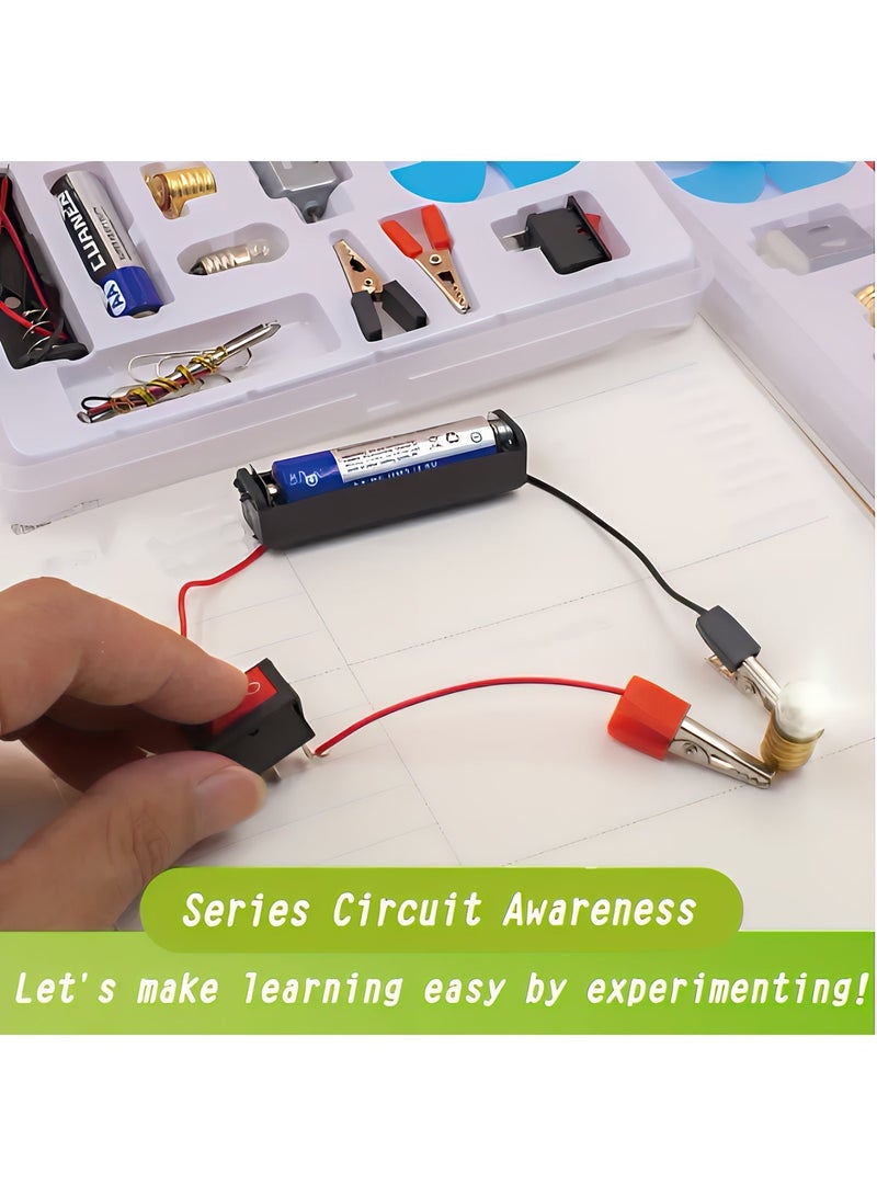 ALMiHomi DIY Science Experiment Kit for Kids – Electric Circuit Physics Set with Fan, Light Bulb, and Motor – STEM Educational Toy for School Science Projects & Engineering Learning (12Pcs Set) - Image 5